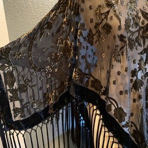 NWT Chico’s Burnt Velvet Fringe Shawl OSA